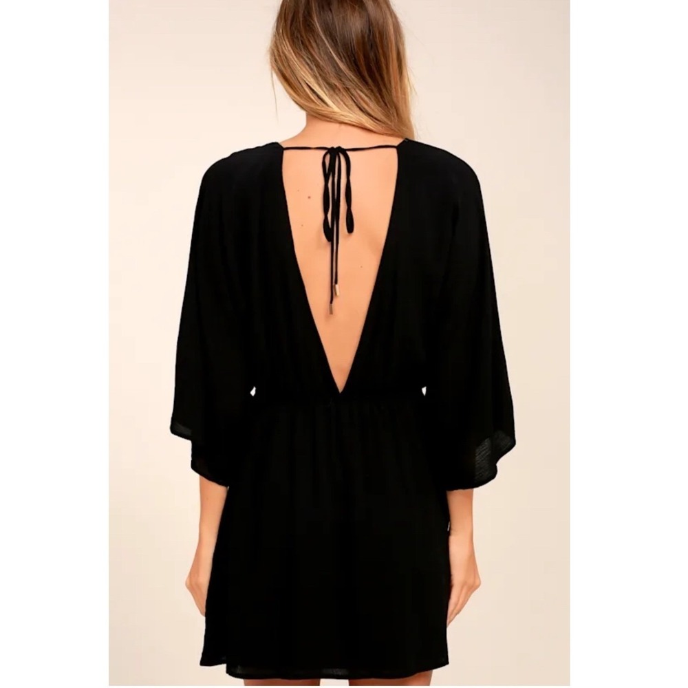 Lulus City Walk Black Short Tying Back Dress | Size Large - Picture 3 of 10